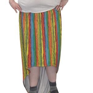 COOGI Asymmetrical High Low Maxi Skirt 3X Colorful Abstract Print Dopamine Y2K